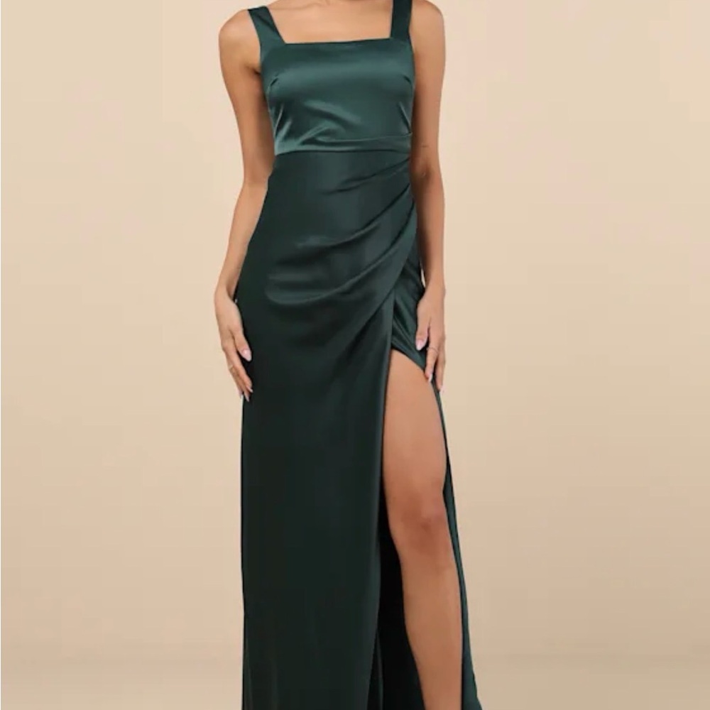 Lulus Square Neck Satin Dress - image 1